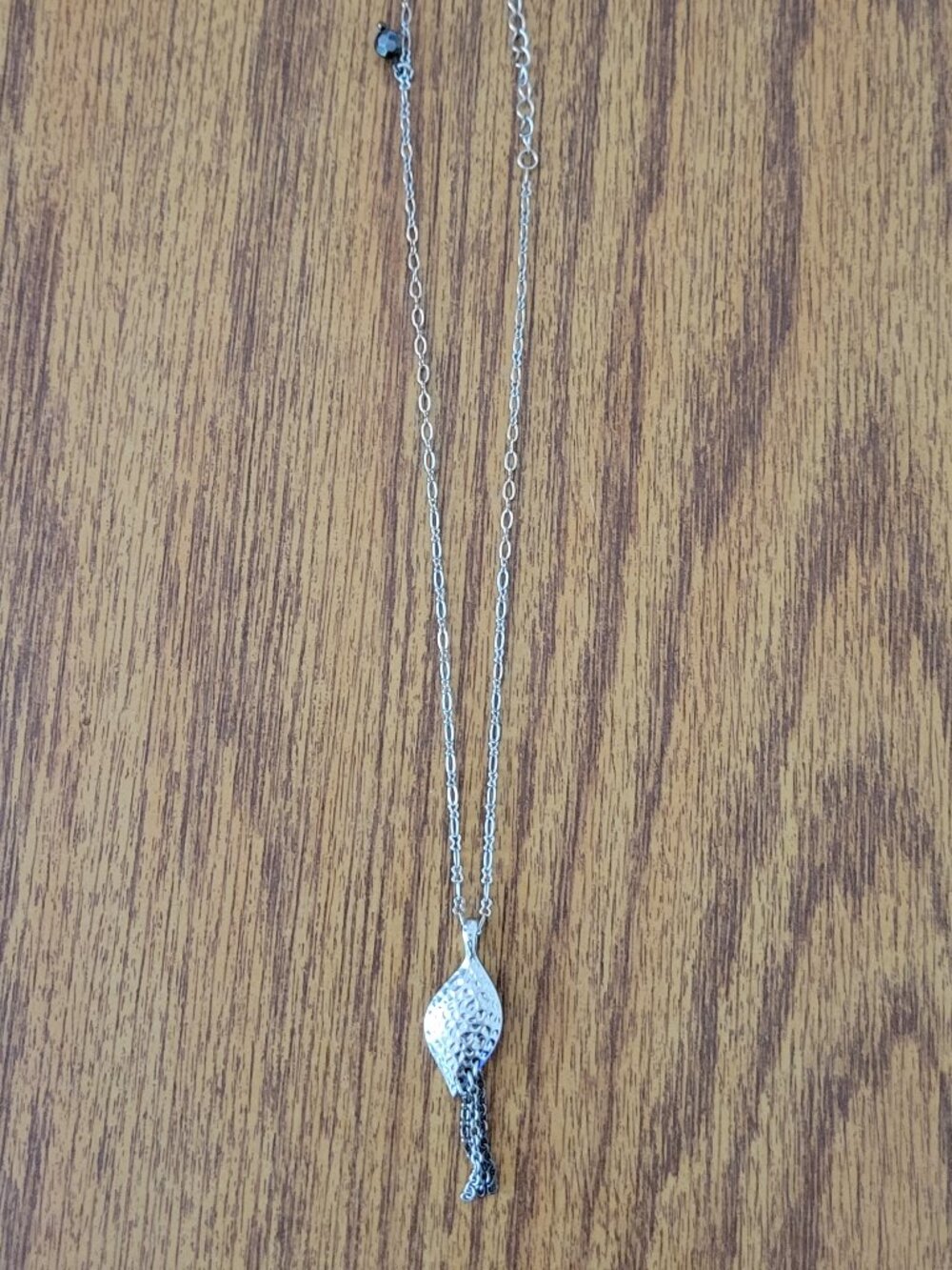 Lia Sophia Silver-Tone Pendant Necklace – Elegant Textured Drop Design